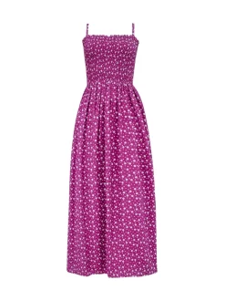 Pour Moi Purple Spot Strapless Shirred Bodice Woven Maxi Beach Dress