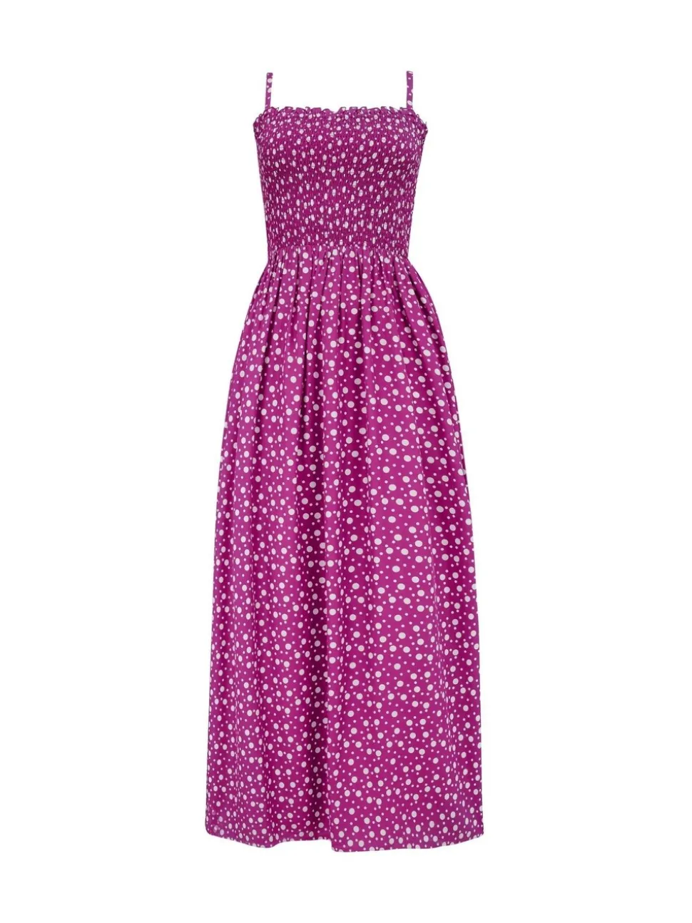 Pour Moi Purple Spot Strapless Shirred Bodice Woven Maxi Beach Dress
