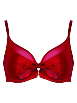 Pour Moi Red All Yours Satin and Mesh Front Fastening Bra
