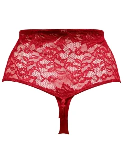 Pour Moi Red High Waist For Your Eyes Only High Waist Crotchless Thong