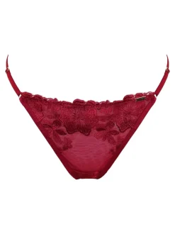 Pour Moi Red India Bold Floral Embroidery Thongs