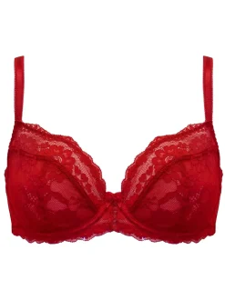 Pour Moi Red Non Padded Underwired Fleur Balconette Bra