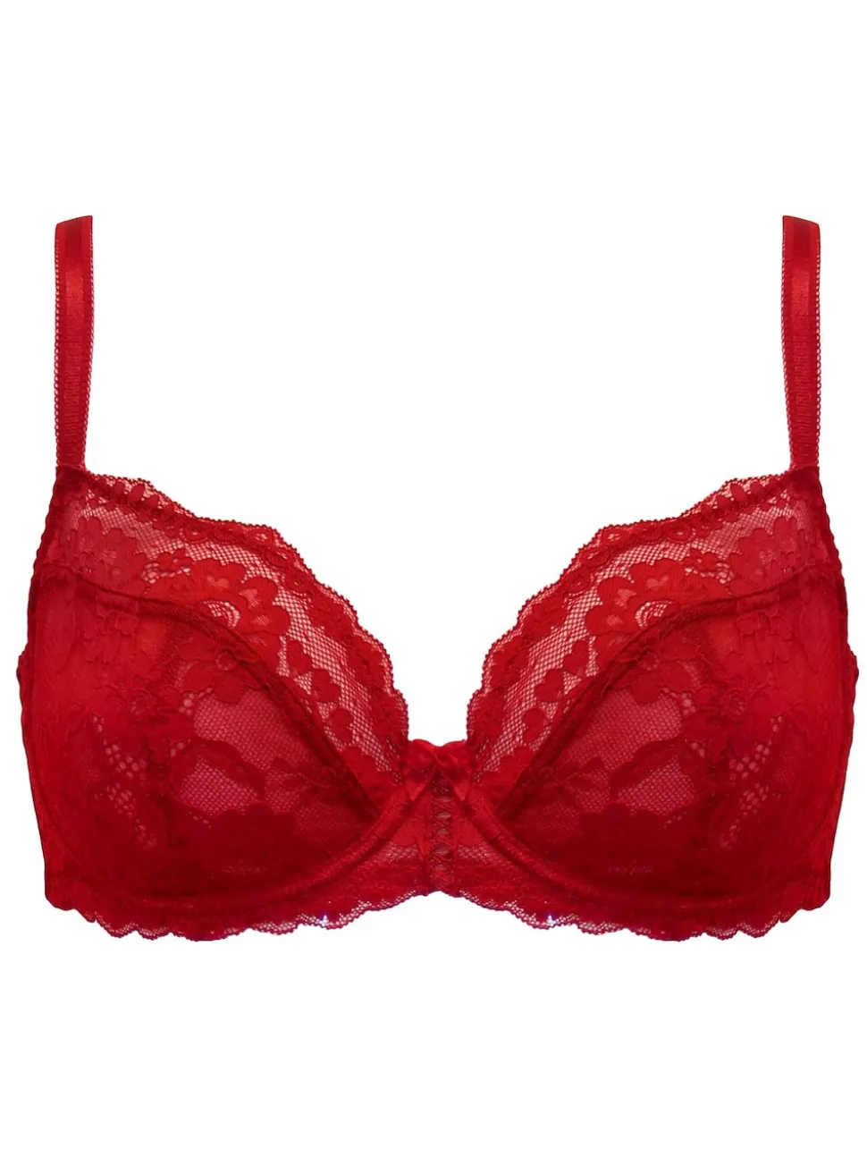 Pour Moi Red Non Padded Underwired Fleur Balconette Bra