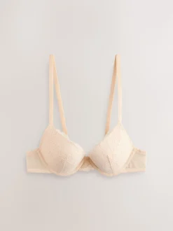 Praline Nude & White Push Up Plunge Lace Bras 2 Pack