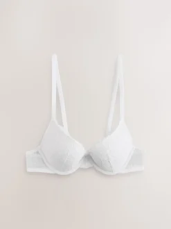 Praline Nude & White Push Up Plunge Lace Bras 2 Pack