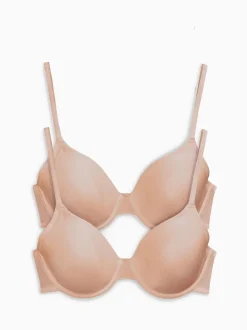 Praline Nude Full Cup A-E Smoothing Ultimate Comfort Bras 2 Pack