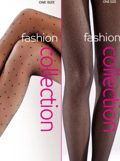 Pretty Polly Pin Spot Black Gloss 10 Denier Tights 2 Pack