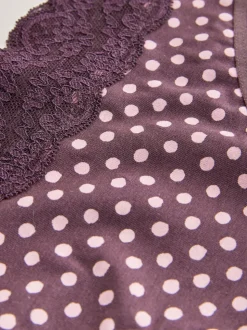 Printed Spot High Leg Cotton and Lace Knickers 7 Pack