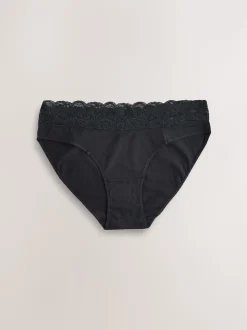 Printed Spot High Leg Cotton and Lace Knickers 7 Pack