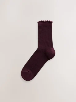 Purple Lettuce Welt Ankle Socks 5 Pack