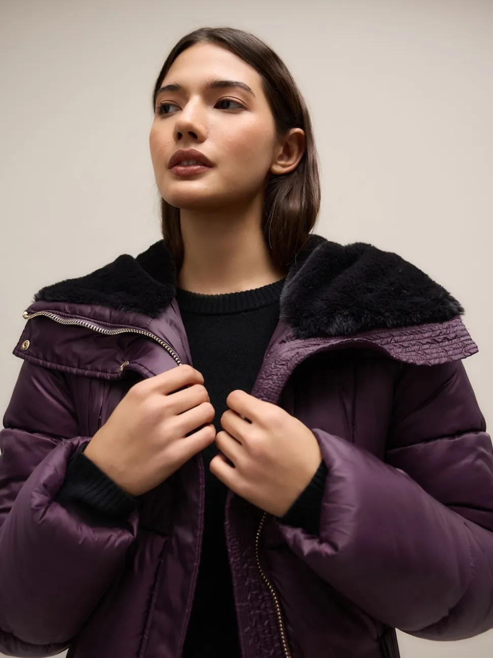 Purple Shower Resistant Padded Longline Coat