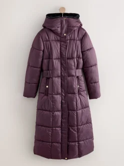 Purple Shower Resistant Padded Longline Coat