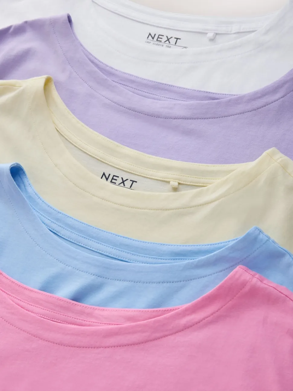 Purple/Blue/Butter Yellow/Pink/White Cap Sleeve T-Shirts 5 Pack