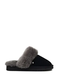 Radley Black Maple Lane Shearling Cuff Mule Slippers