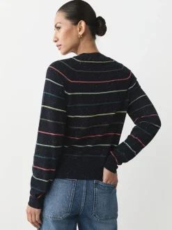 Rainbow Stripe Soft Touch Crew Neck Cotton Rich Jumper