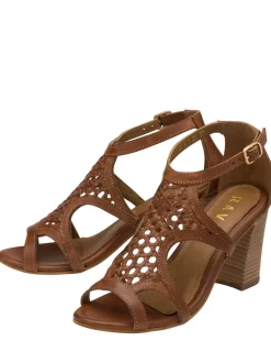 Ravel Brown Leather Heeled Sandals