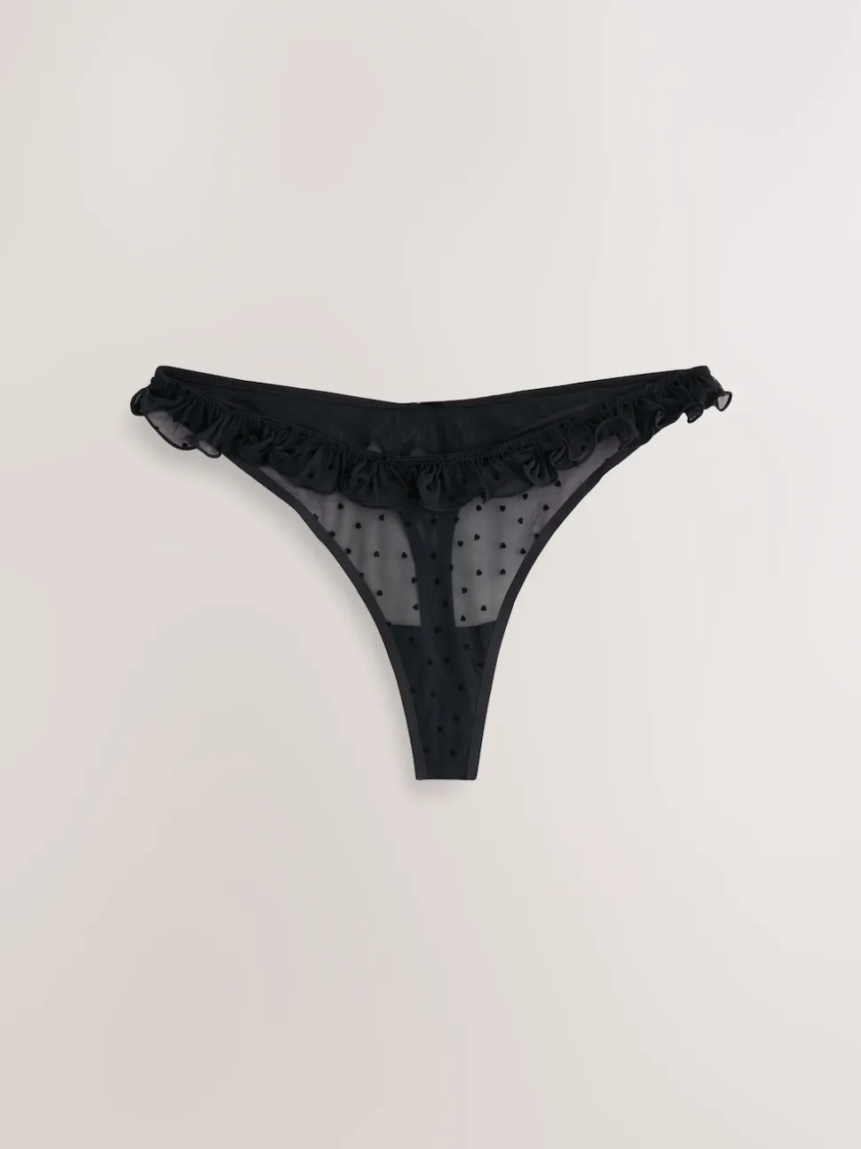 Red / Black Thong Heart Mesh Flocked Knickers 2 Pack