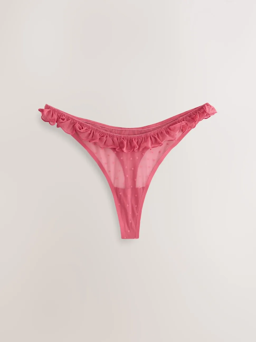 Red / Black Thong Heart Mesh Flocked Knickers 2 Pack