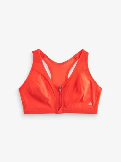 Red B-GG Active Sports High Impact Dry Tech Zip Front Bra