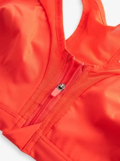 Red B-GG Active Sports High Impact Dry Tech Zip Front Bra