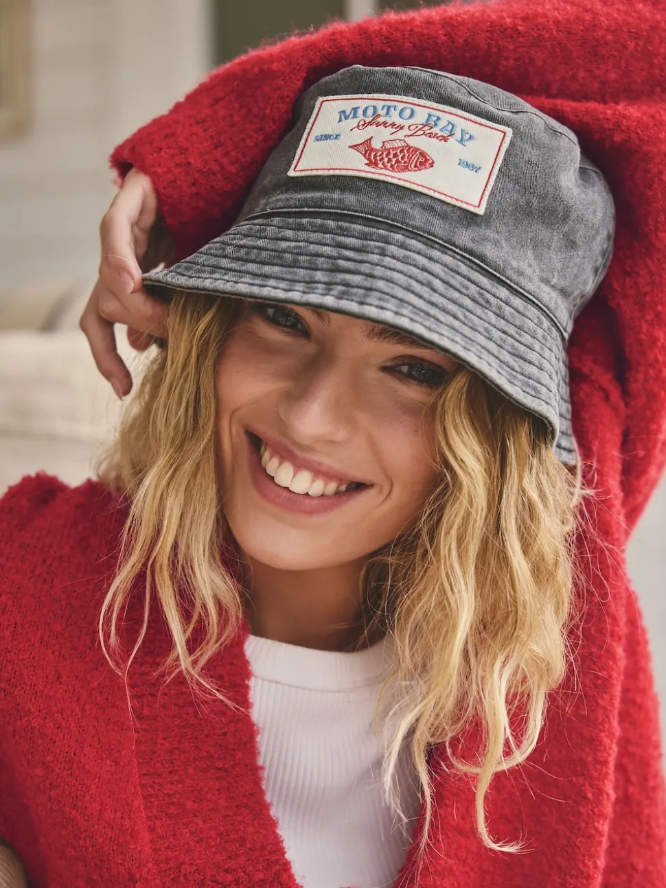 Red Boucle Cardigan