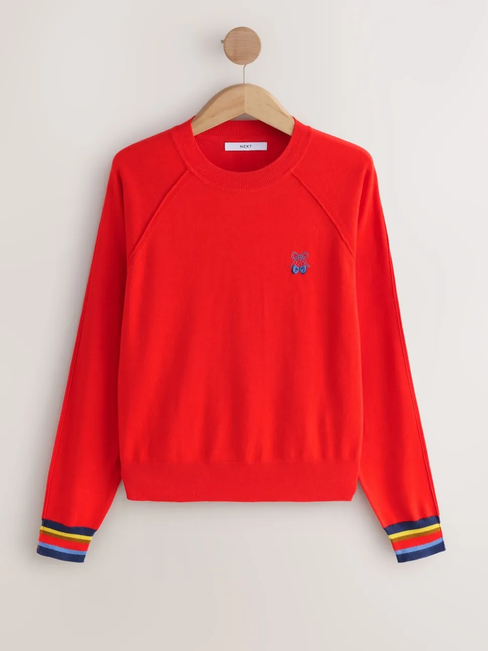 Red Cherry Soft Touch Crew Neck Cotton Rich Jumper