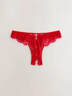Red Crotchless Thong Lace Knickers