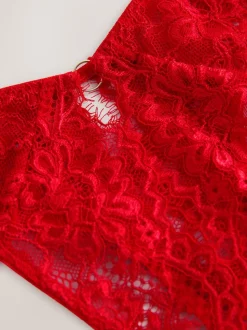 Red Crotchless Thong Lace Knickers