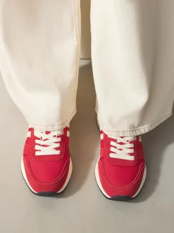Red Forever Comfort® Leather Jogger Lace Up Trainers