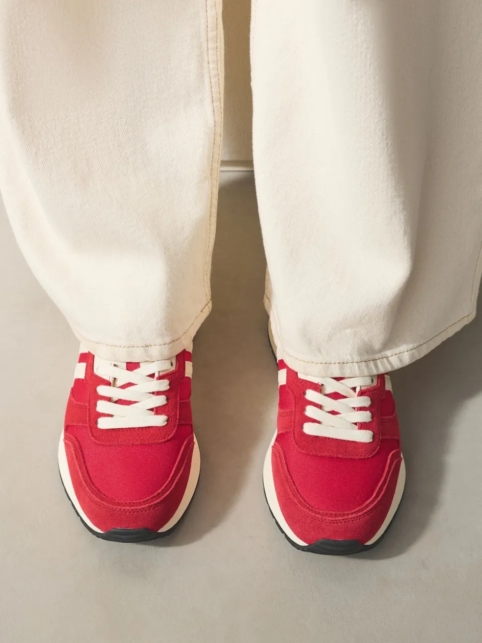 Red Forever Comfort® Leather Jogger Lace Up Trainers
