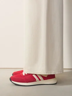Red Forever Comfort® Leather Jogger Lace Up Trainers