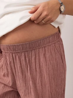 Red Gingham Maternity Wide Leg Trousers