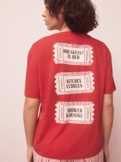 Red Graphic Short Sleeve Pyjamas