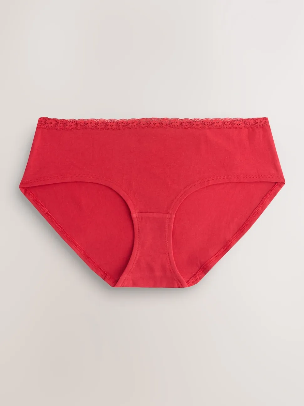 Red Heart/Green Check Short Cotton Lace Knickers 4 Pack