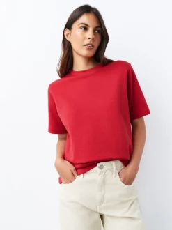 Red Heavyweight Short Sleeve Crew Neck T-Shirt