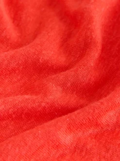 Red Jersey T-Shirt Dress With Linen