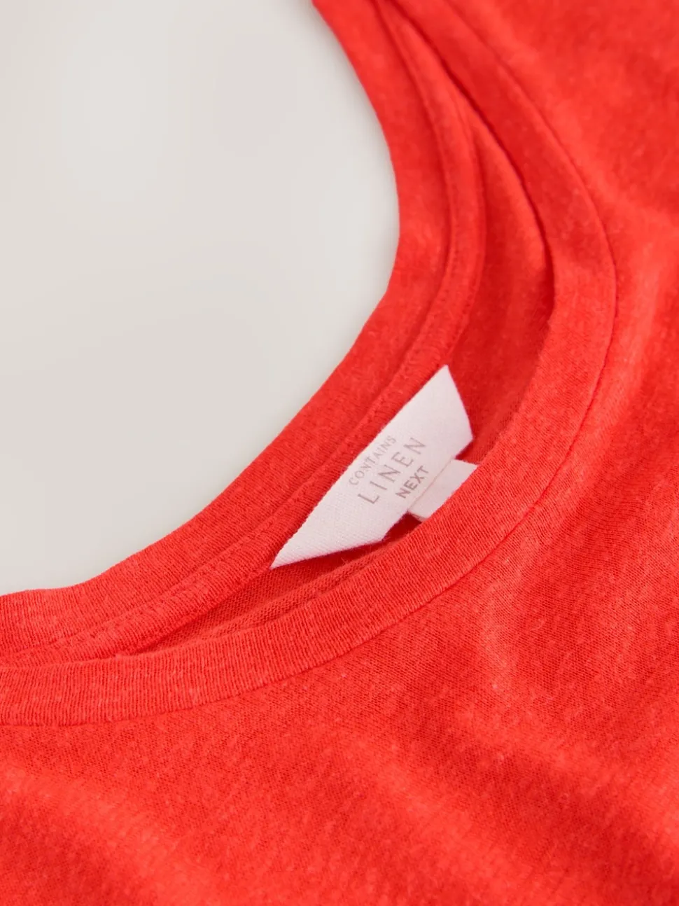 Red Jersey T-Shirt Dress With Linen
