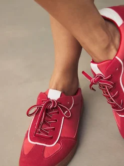Red Lace-Up Trainers