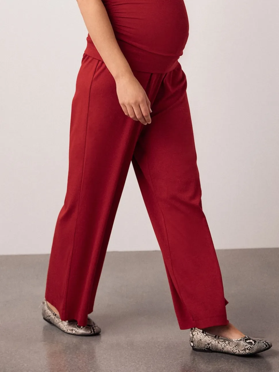 Red Maternity Supersoft Wide Leg Trousers