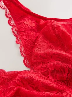 Red Non Pad Non Wire Total Support Lace Bra