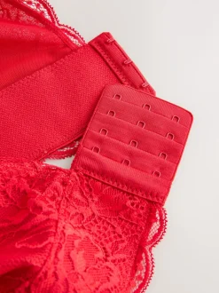 Red Non Pad Non Wire Total Support Lace Bra