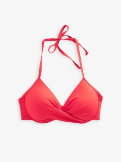 Red Padded Wired Plunge Bikini Top