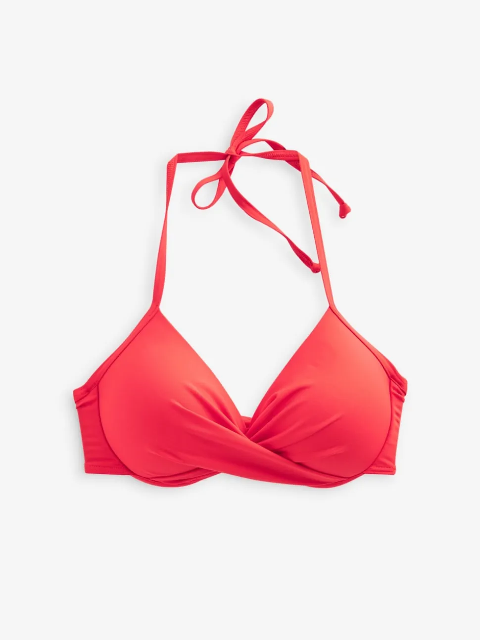 Red Padded Wired Plunge Bikini Top