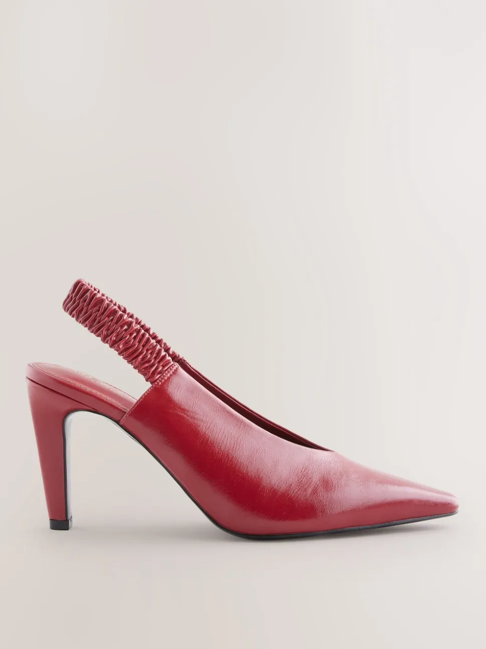 Red Pointed Toe High Cut Slingback Heels