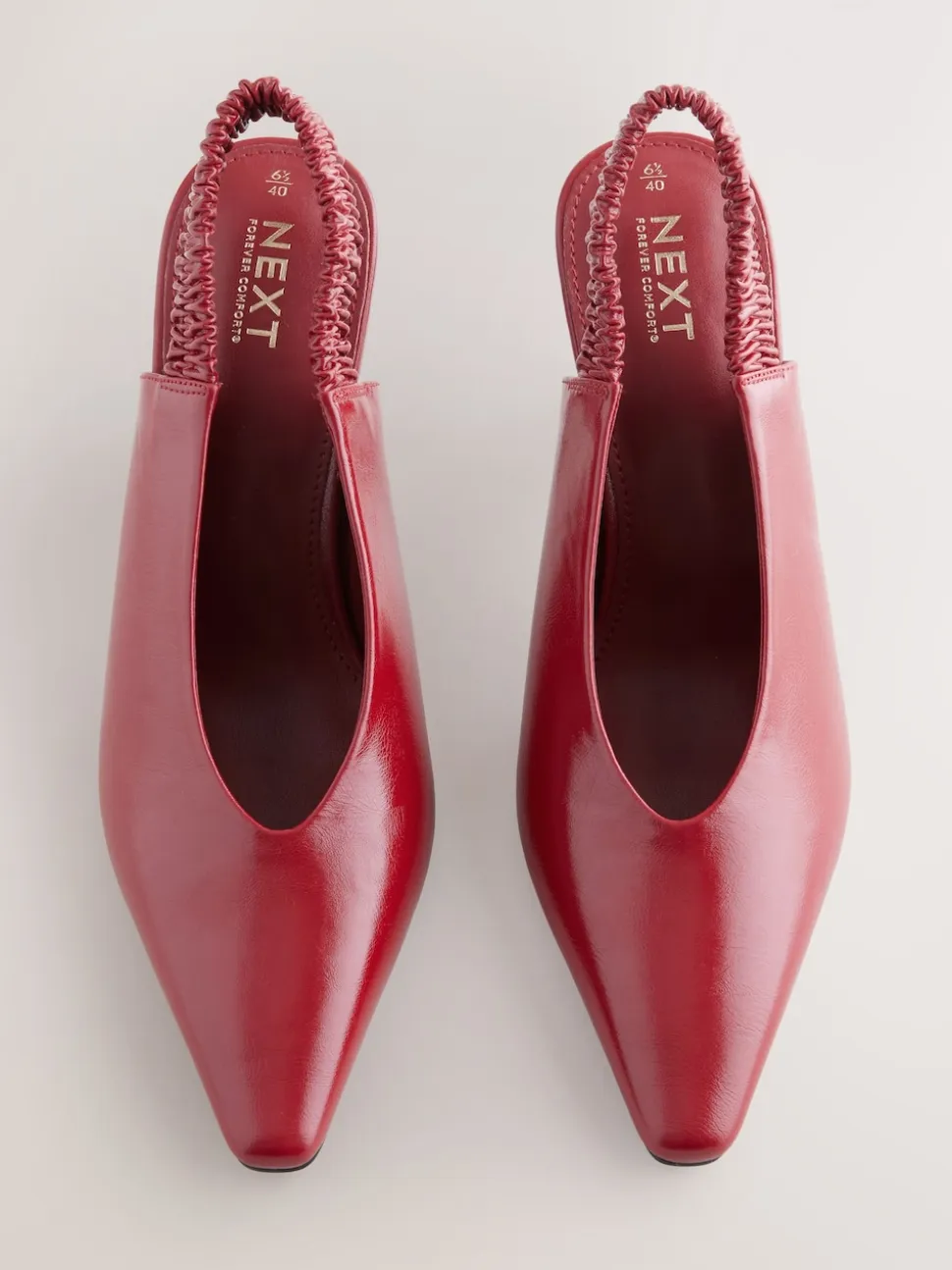 Red Pointed Toe High Cut Slingback Heels
