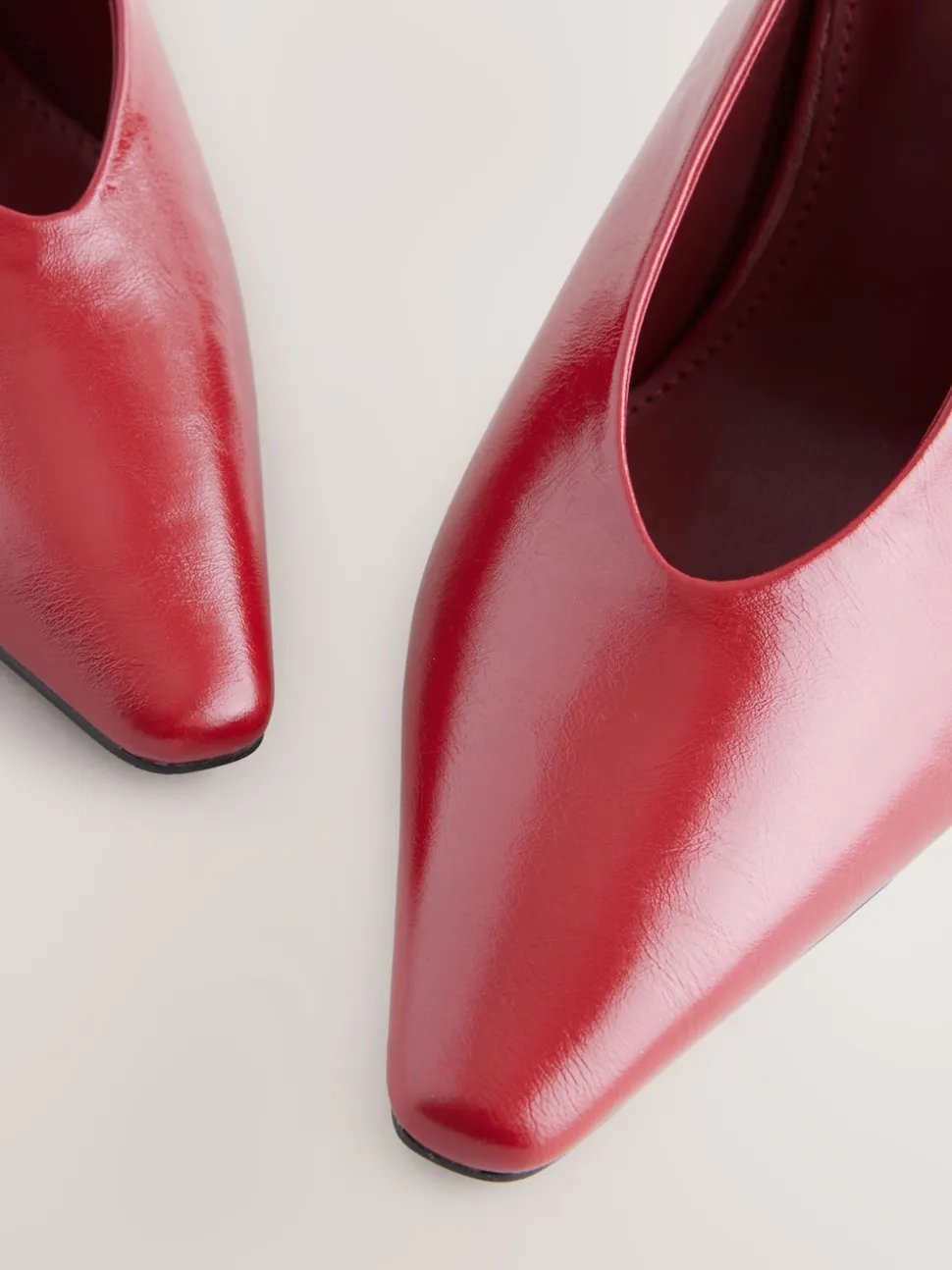 Red Pointed Toe High Cut Slingback Heels