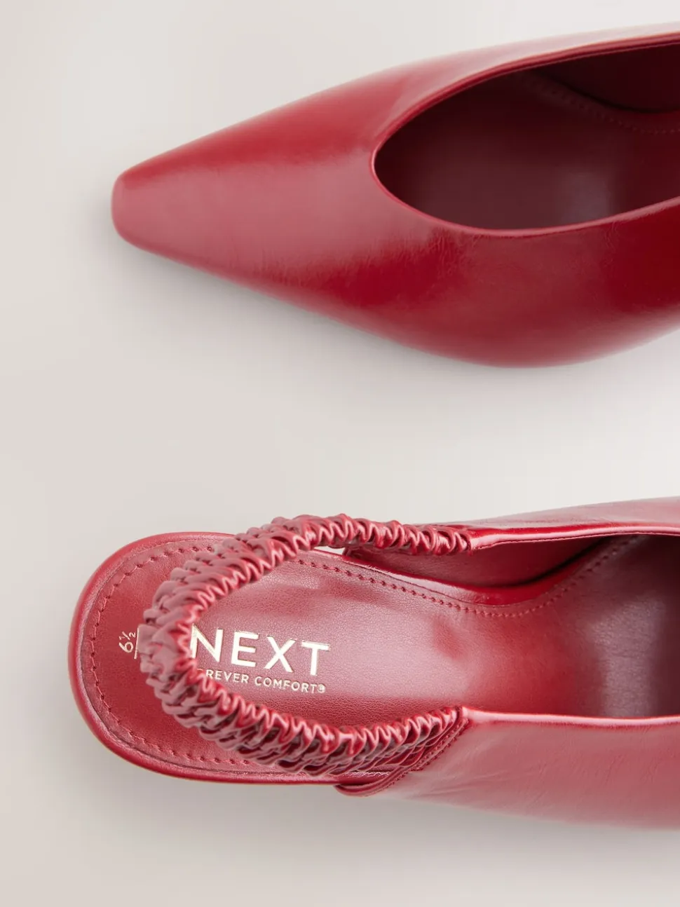 Red Pointed Toe High Cut Slingback Heels