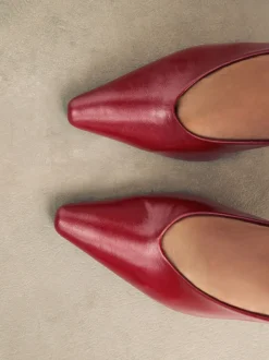 Red Pointed Toe High Cut Slingback Heels