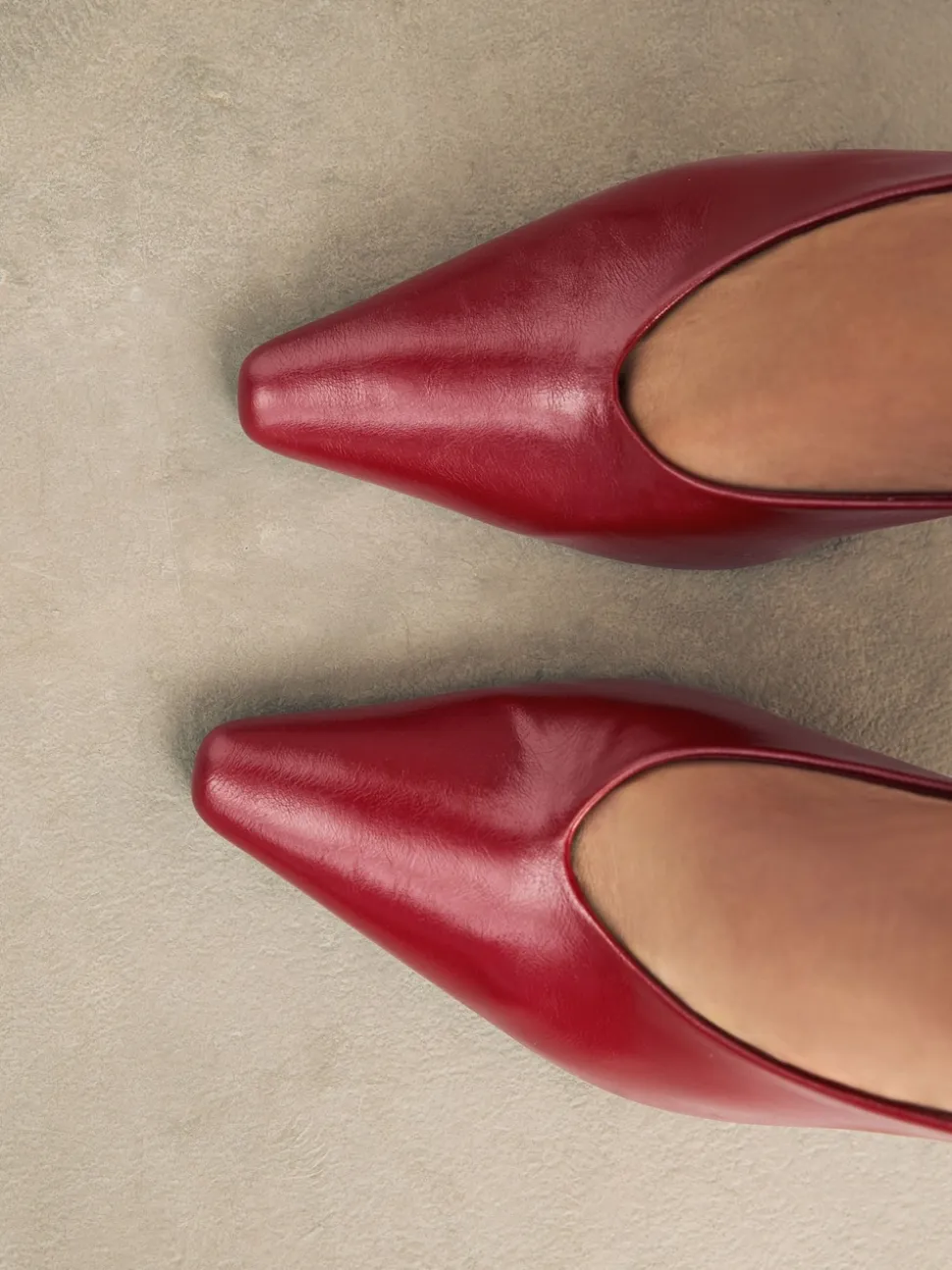 Red Pointed Toe High Cut Slingback Heels