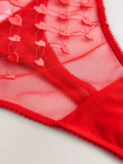 Red Premium Swiss Heart Embroidery Thong
